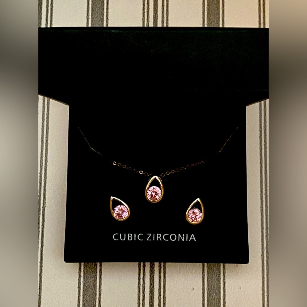 Sterling silver Cubic zirconia earring and necklace set